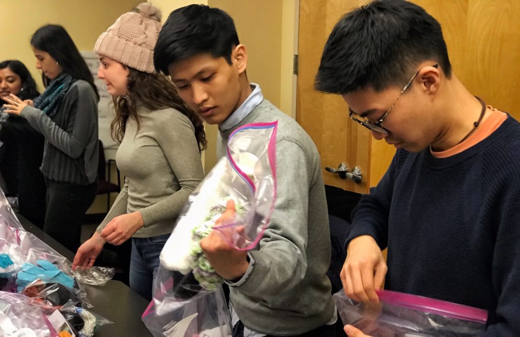 Rice Students packing kits