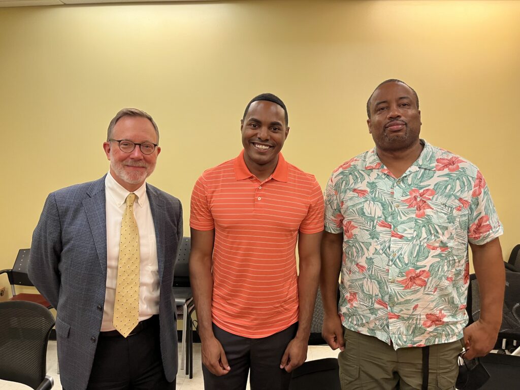 Congressional Representative Ritchie Torres poses for a photo with CFH President and CEO, George Nashak and CFH Client Advocate, M.A. Dennis.